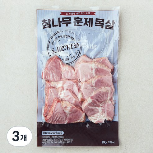 참나무 훈제 목살, 400g, 3개
