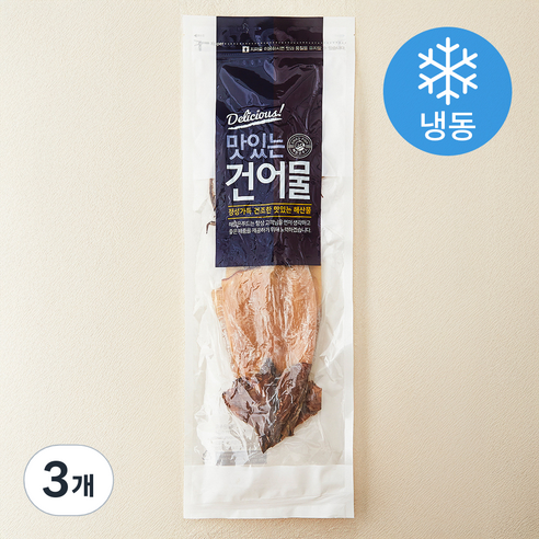 해맑은푸드 부드러운 마른오징어 (냉동), 250g(소소, 5미), 3개