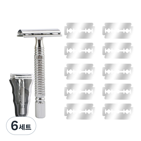 코메리 클래식 안전 양날 B0587 02 면도기 + 면도날 10p, 6세트