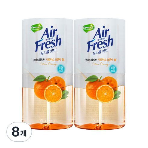 홈즈 에어후레쉬 크리스탈워터 방향제 본품 시트러스오렌지, 400ml, 8개, 과일/트로피칼향