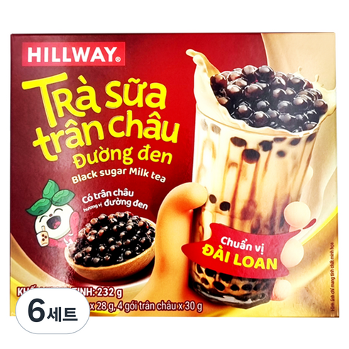 힐웨이 블랙 슈가 밀크티 고형차 28g x 4p + 버블 30g x 4p 세트, 6세트
