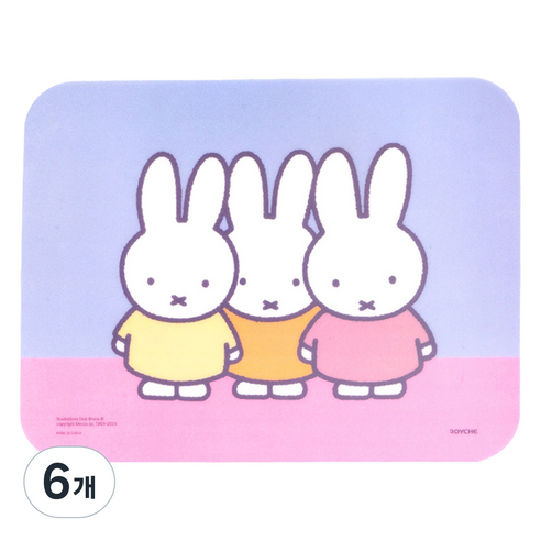 로이체 미피 논슬립 마우스패드 MIFFY-RPP-A-MF, 6개, 혼합색상