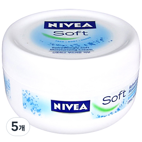 니베아 소프트 리프레싱 모이스처라이징 크림, 200ml, 5개