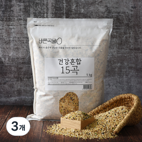 바른곡물 건강혼합 15곡, 5kg, 3개
