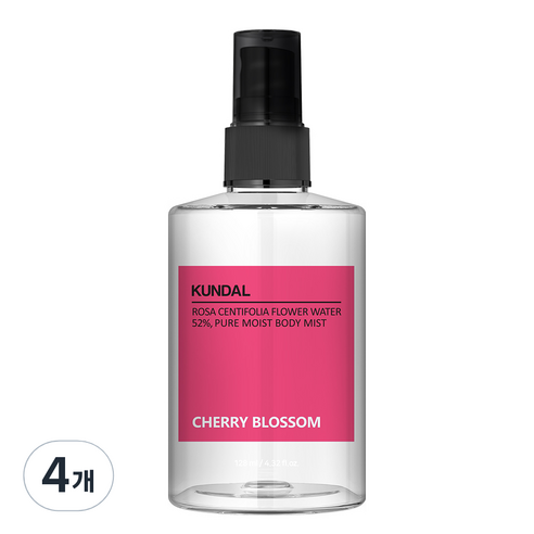 쿤달 퓨어 바디미스트 체리블라썸향, 128ml, 4개