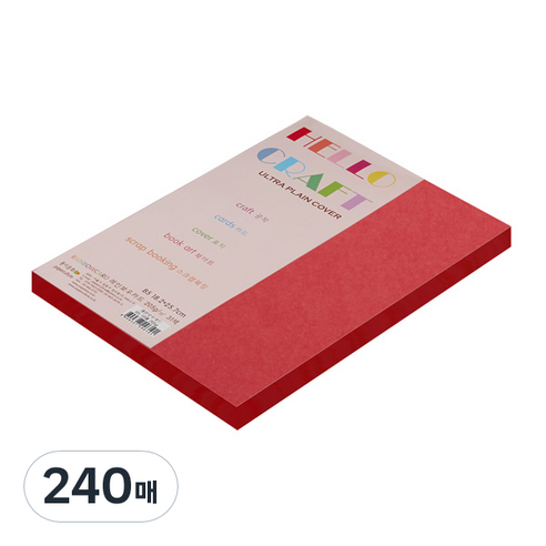 종이문화 친환경색지 레인보우카드 No.29 레드, B5, 240매