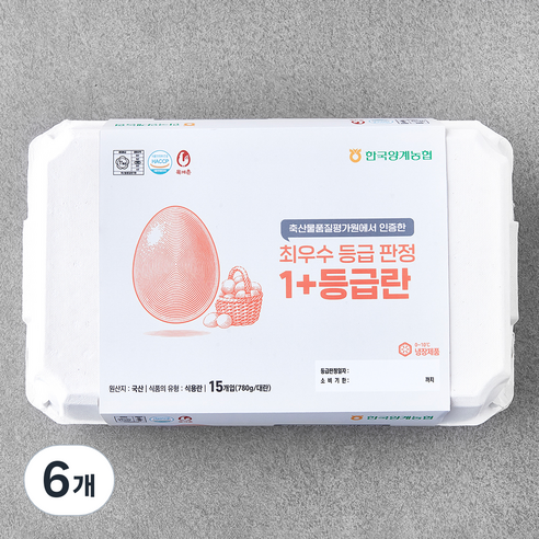 목계촌 1+ 등급 계란 780g, 15구, 6개