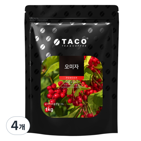 타코 오미자 파우더, 1kg, 4개, 1개입