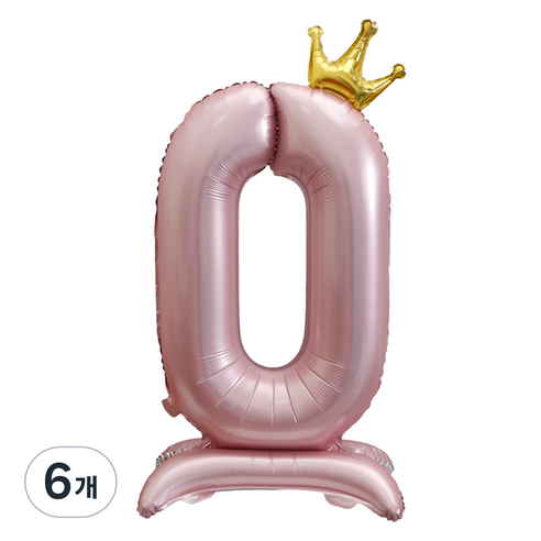 세컨드베스트 크라운 스탠딩 숫자 파티풍선 100cm, 핑크 숫자 0, 6개