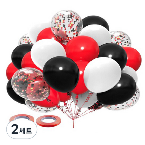 만들하비 컨페티 풍선 세트, 레드블랙, 2세트