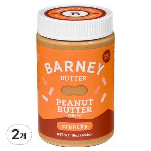 바니버터 땅콩버터 크런치, 454g, 2개
