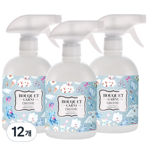부케가르니 섬유탈취제 베이비파우더, 500ml, 12개