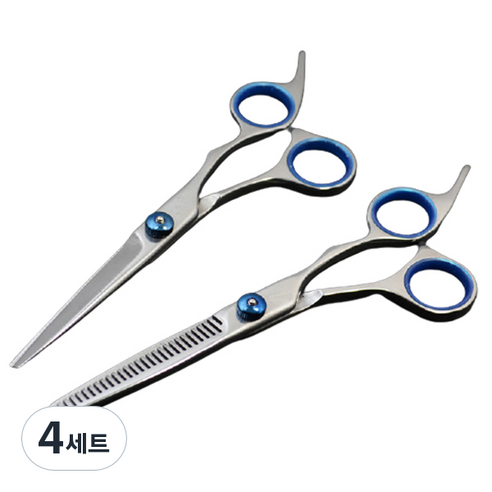숱 커트 앞머리 가정용 이발가위 2종 세트 커트가위 17cm + 틴닝가위 17cm, 4세트