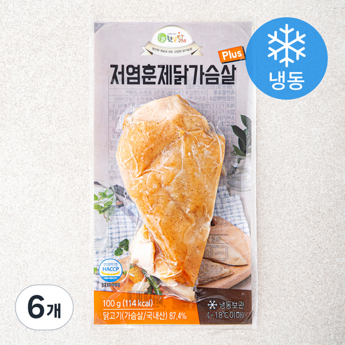 저염훈제닭가슴살 플러스, 100g, 6개