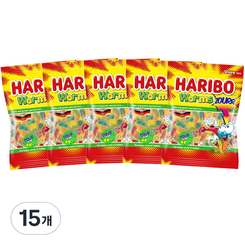 하리보 웜즈사우어 젤리, 200g, 15개