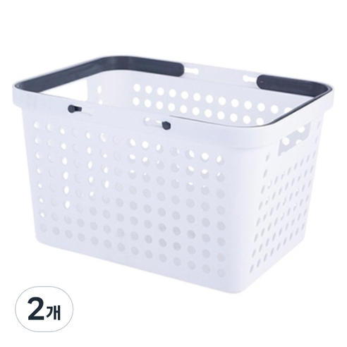 블럭마트 주방 손잡이 보관 바구니 35 x 26 x 22 cm, 화이트, 2개