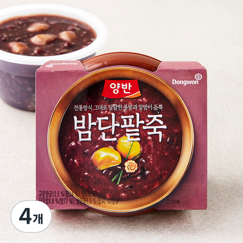 양반 1등비법 듬뿍 밤단팥죽, 285g, 4개