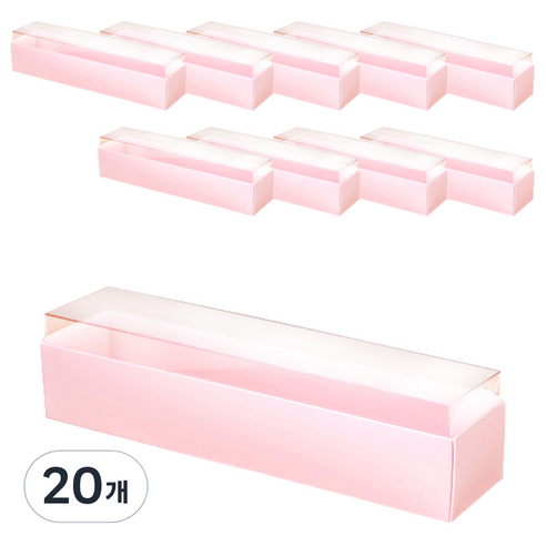 이홈베이킹 윗투명 마카롱상자 22 x 5.2 x 4.1 cm, 핑크, 20개