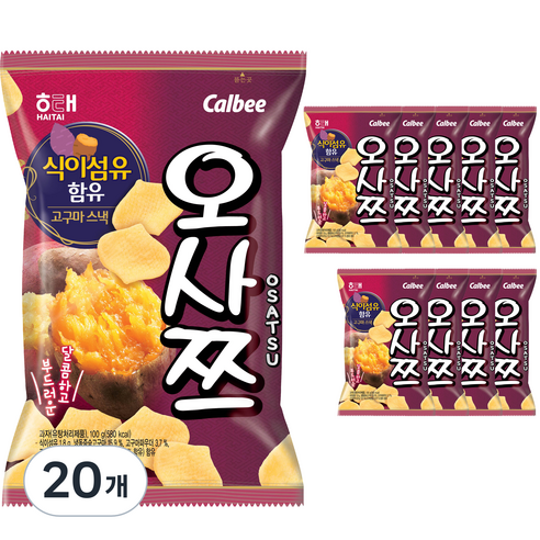 해태제과 오사쯔 과자, 100g, 20개