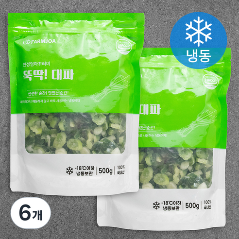친정엄마꾸러미 뚝딱! 대파 (냉동), 500g, 6개