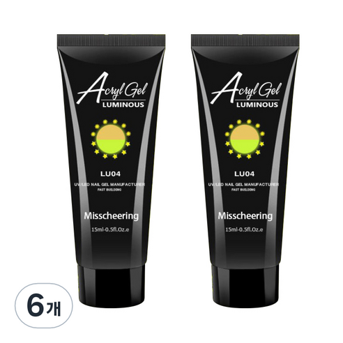 스위스녹스 셀프 인조 손톱 연장 야광 폴리젤 15ml, LU04, 6개