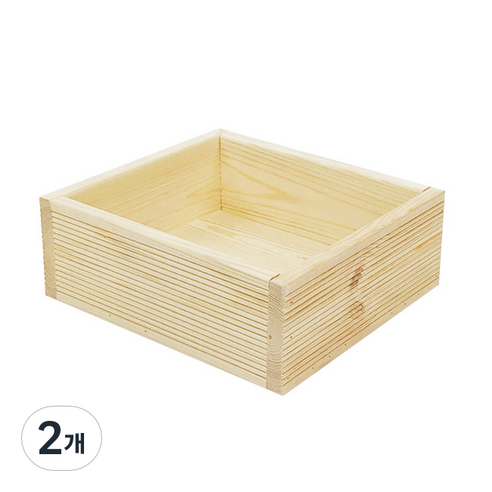 나무 상자 우드 수납박스21 높이 18cm, 원목색, 2개