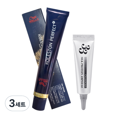 웰라 콜레스톤 퍼펙트 플러스 염모제 80g + 셀리본 33 실크 프로틴 앰플 12ml, 12/91, 3세트