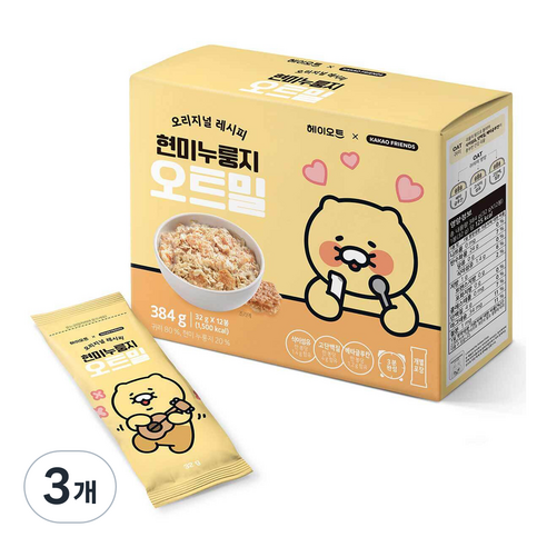 헤이오트 카카오프렌즈 현미누룽지 오트밀 12p, 384g, 3개
