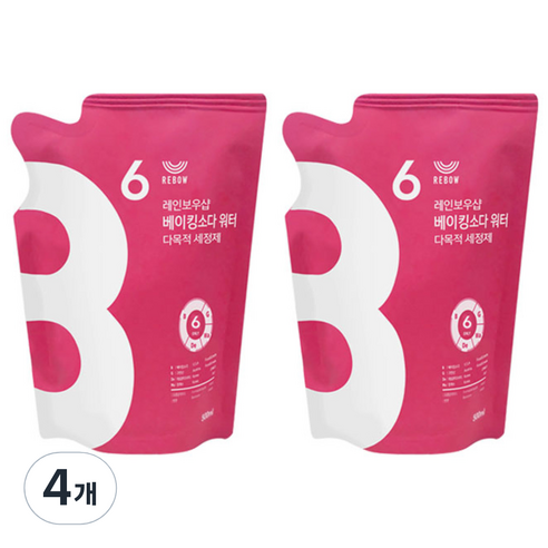 레인보우샵 베이킹소다 워터 다목적세정제 리필, 500ml, 4개
