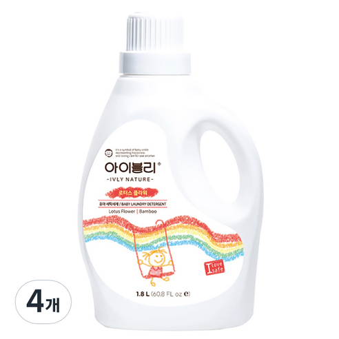 아이블리네이쳐 대나무 성분 유아세제 로터스 플라워향 1.8L, 4개