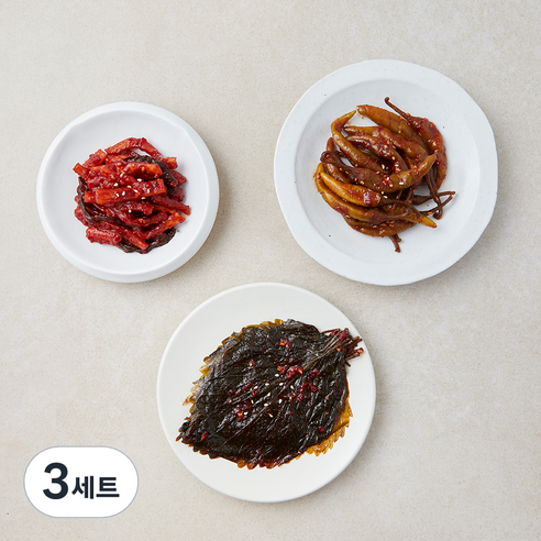 모두의집밥 싱글절임반찬 양념깻잎절임 90g + 양념고추절임 60g + 무말랭이무침 70g 세트, 3세트
