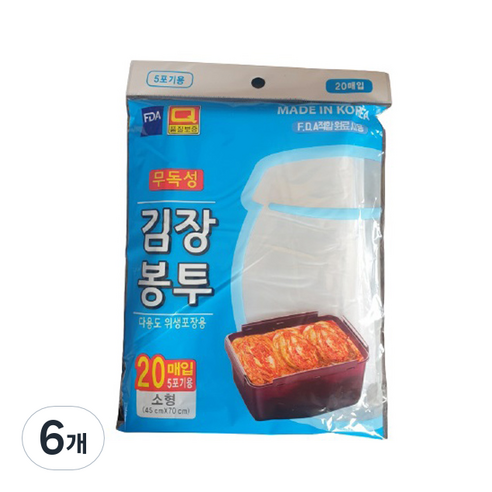 우진크린라이프 김장봉투, 소형(약5포기), 20개입, 6개