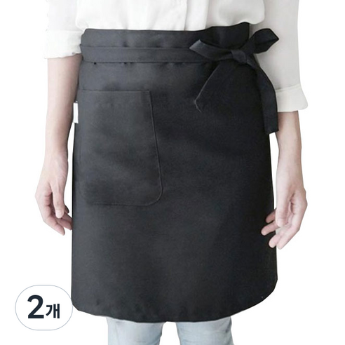 메종텍스타일 모노 바리스타 앞치마 하프형, 블랙, 2개