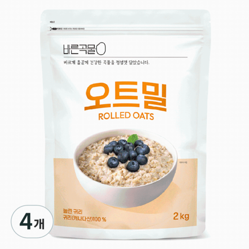 바른곡물 오트밀, 2kg, 4개