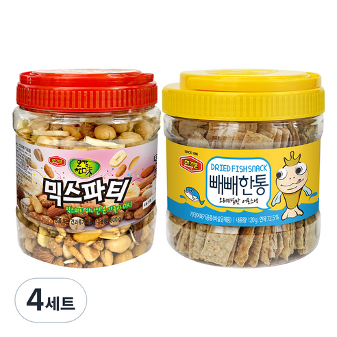 머거본 믹스파티 혼합견과 800g + 빼빼한통 오리지널 어포스낵 120g 세트, 4세트