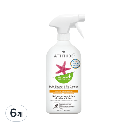 에티튜드 데일리 욕조 클리너 시트러스제스트 향, 800ml, 6개