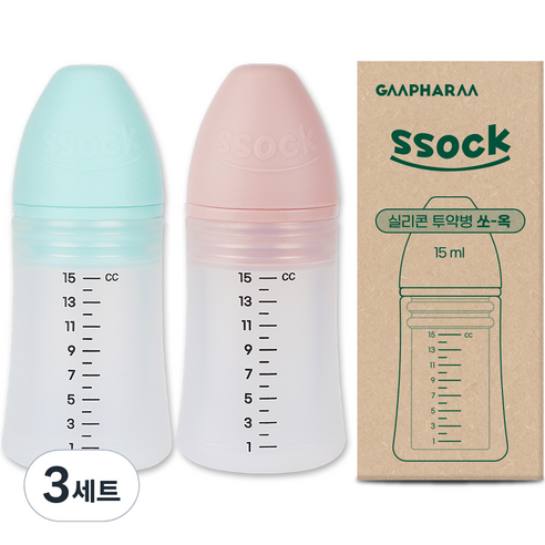 지엠팜 쏘옥 실리콘 투약병 민트 핑크 2종세트 15ml, 3세트