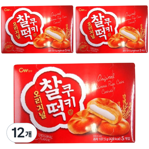 청우식품 찰떡쿠키오리지널 5입, 107.5g, 12개