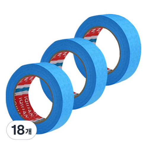 iQIHAN 칼라 마스킹 종이테이프 25mm x 15m, 블루, 18개