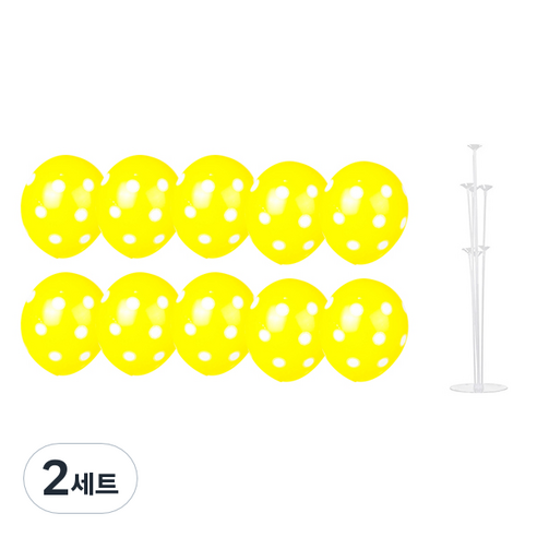 파티쇼 풍선꽂이장식세트 70cm, 도트옐로우, 2세트