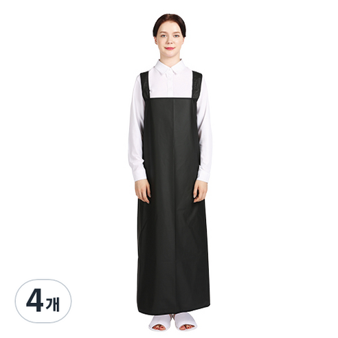 웰프런 우레탄 방수앞치마 검정파이핑 대, 무광블랙, 4개