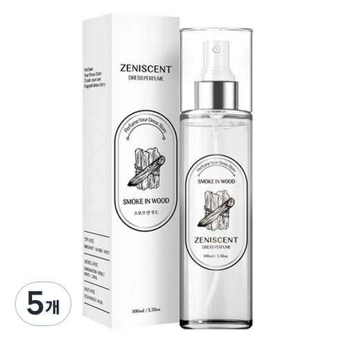 제니센트 섬유탈취제 스모크인우드, 100ml, 5개