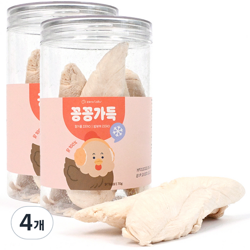 제로랩스 반려동물 꽁꽁가득 동결건조 간식 닭 가슴살 통살, 4개