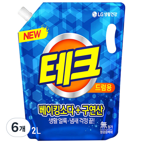 테크 베이킹구연산 액체 드럼 리필, 2L, 6개