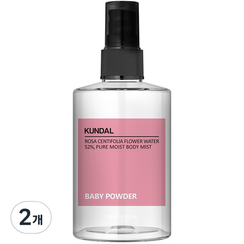 쿤달 퓨어 바디미스트 베이비파우더향, 128ml, 2개