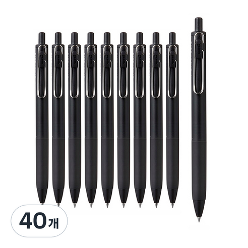 유니볼원 중성 잉크펜 0.38mm, 블랙배럴, 40개