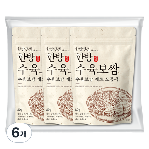 한방선생 수육 보쌈 재료 티백, 80g, 6개