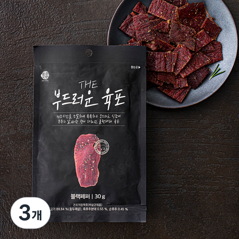 육포공방 THE 부드러운 육포 블랙페퍼, 30g, 3개