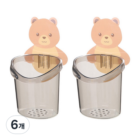 곰 칫솔 치약통, 그레이, 6개