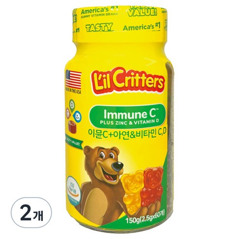 릴크리터스 이뮨 아연+비타민 C D, 2개, 150g